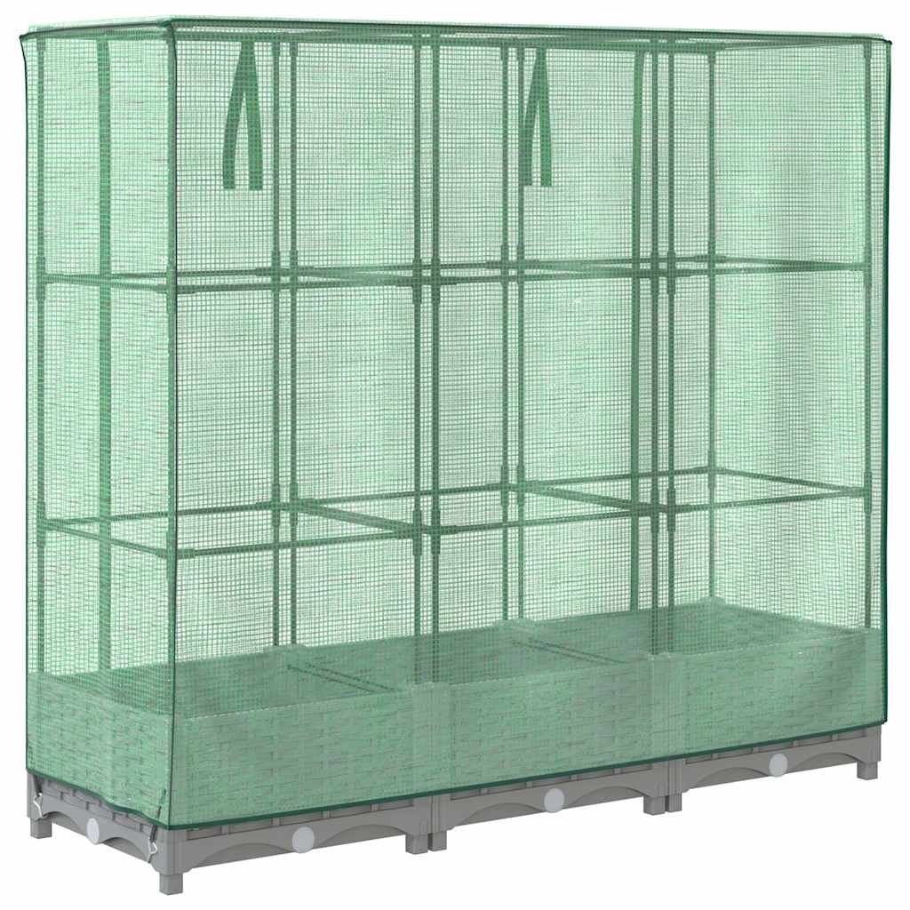 vidaXL Hochbeet mit Gewächshaus-Aufsatz Rattan-Optik 120x40x123 cm