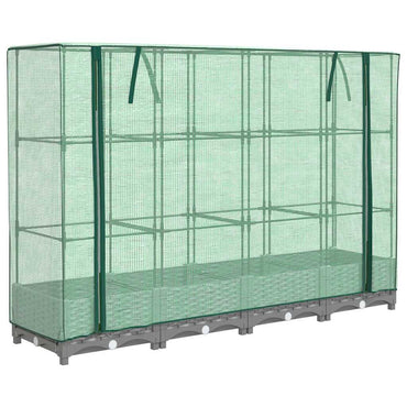 vidaXL Hochbeet mit Gewächshaus-Aufsatz Rattan-Optik 160x40x123 cm