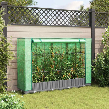 vidaXL Hochbeet mit Gewächshaus-Aufsatz Rattan-Optik 160x40x123 cm