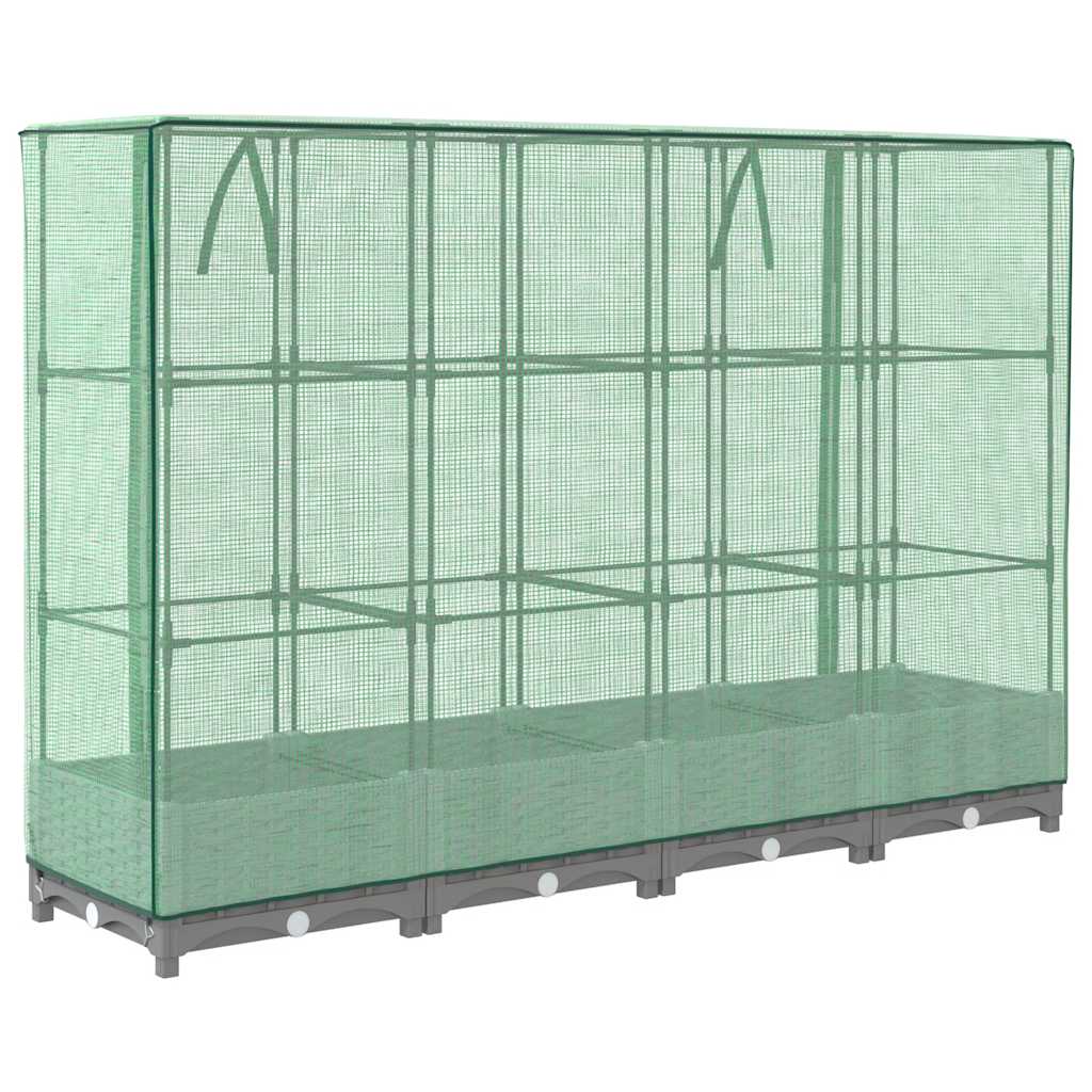 vidaXL Hochbeet mit Gewächshaus-Aufsatz Rattan-Optik 160x40x123 cm