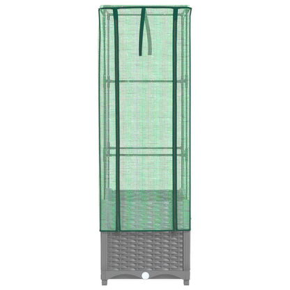 vidaXL Hochbeet mit Gewächshaus-Aufsatz Rattan-Optik 40x40x139 cm