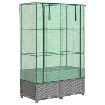 vidaXL Hochbeet mit Gewächshaus-Aufsatz Rattan-Optik 80x40x138 cm
