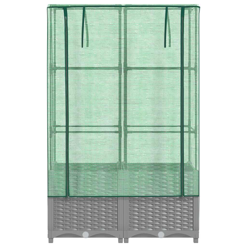 vidaXL Hochbeet mit Gewächshaus-Aufsatz Rattan-Optik 80x40x138 cm