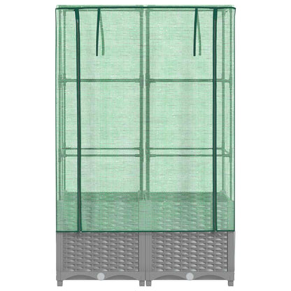 vidaXL Hochbeet mit Gewächshaus-Aufsatz Rattan-Optik 80x40x138 cm