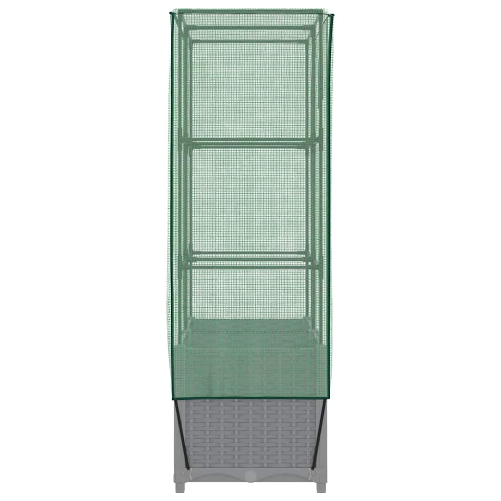 Hochbeet mit Gewächshaus-Aufsatz Rattan-Optik 80x40x138 cm