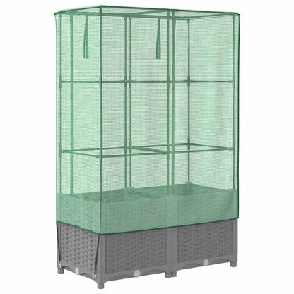 Hochbeet mit Gewächshaus-Aufsatz Rattan-Optik 80x40x138 cm