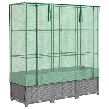vidaXL Hochbeet mit Gewächshaus-Aufsatz Rattan-Optik 120x40x138 cm