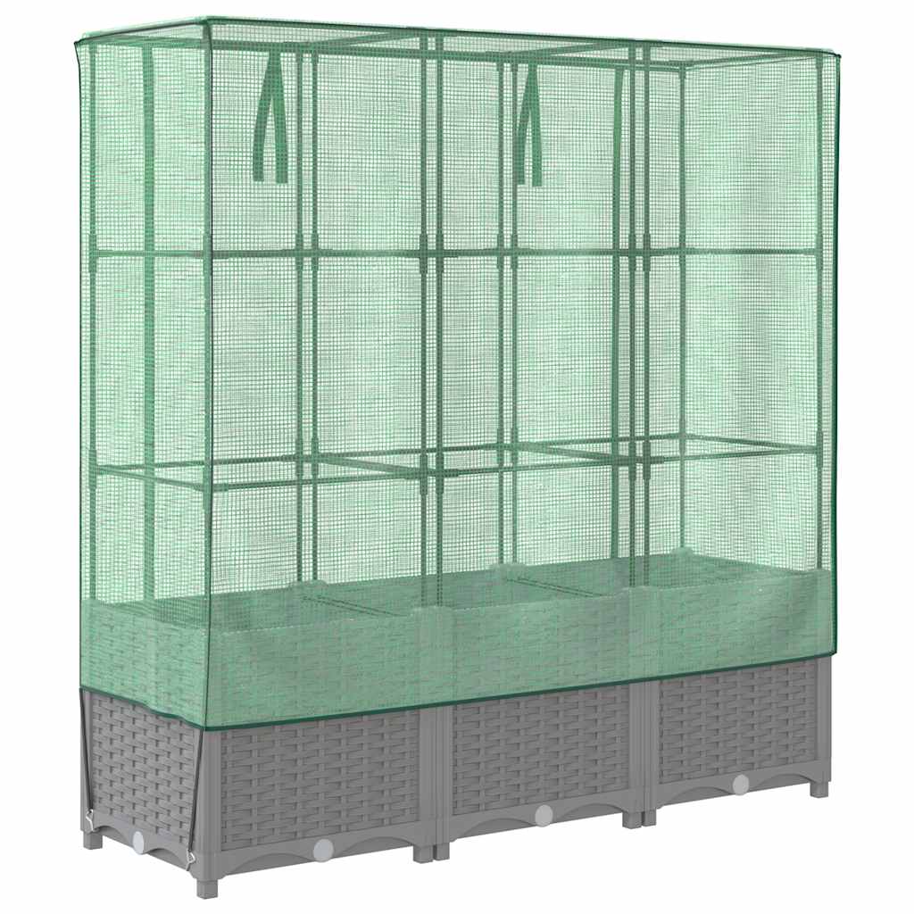 vidaXL Hochbeet mit Gewächshaus-Aufsatz Rattan-Optik 120x40x138 cm