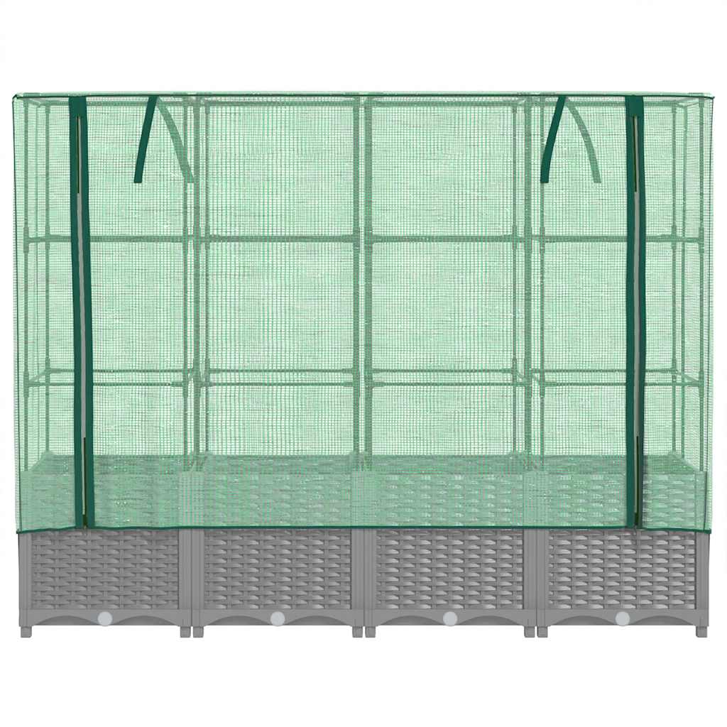 vidaXL Hochbeet mit Gewächshaus-Aufsatz Rattan-Optik 160x40x138 cm