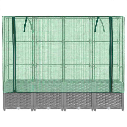 vidaXL Hochbeet mit Gewächshaus-Aufsatz Rattan-Optik 160x40x138 cm