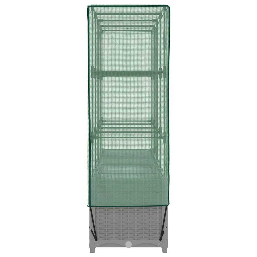vidaXL Hochbeet mit Gewächshaus-Aufsatz Rattan-Optik 160x40x138 cm