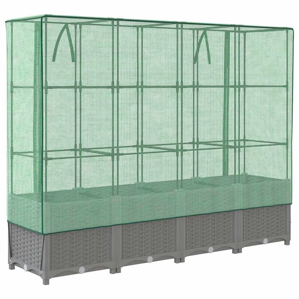 vidaXL Hochbeet mit Gewächshaus-Aufsatz Rattan-Optik 160x40x138 cm