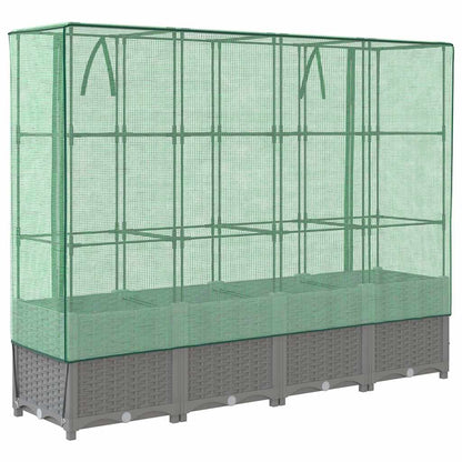 vidaXL Hochbeet mit Gewächshaus-Aufsatz Rattan-Optik 160x40x138 cm