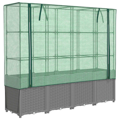 vidaXL Carré potager avec rehausse de serre aspect rotin 160x40x153 cm