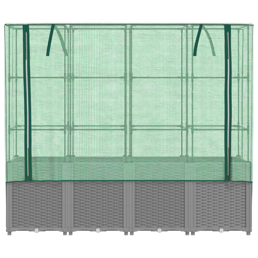 vidaXL Carré potager avec rehausse de serre aspect rotin 160x40x153 cm