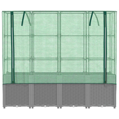vidaXL Carré potager avec rehausse de serre aspect rotin 160x40x153 cm