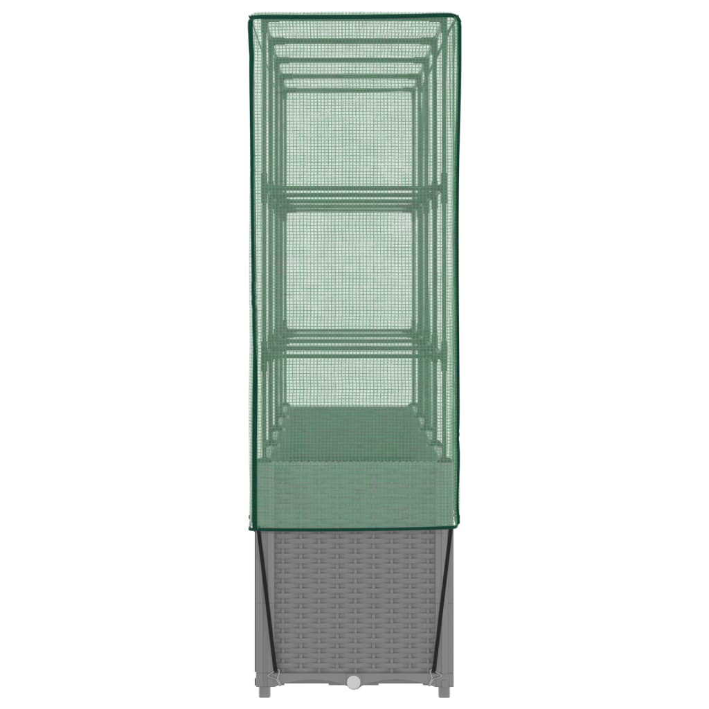 vidaXL Carré potager avec rehausse de serre aspect rotin 160x40x153 cm
