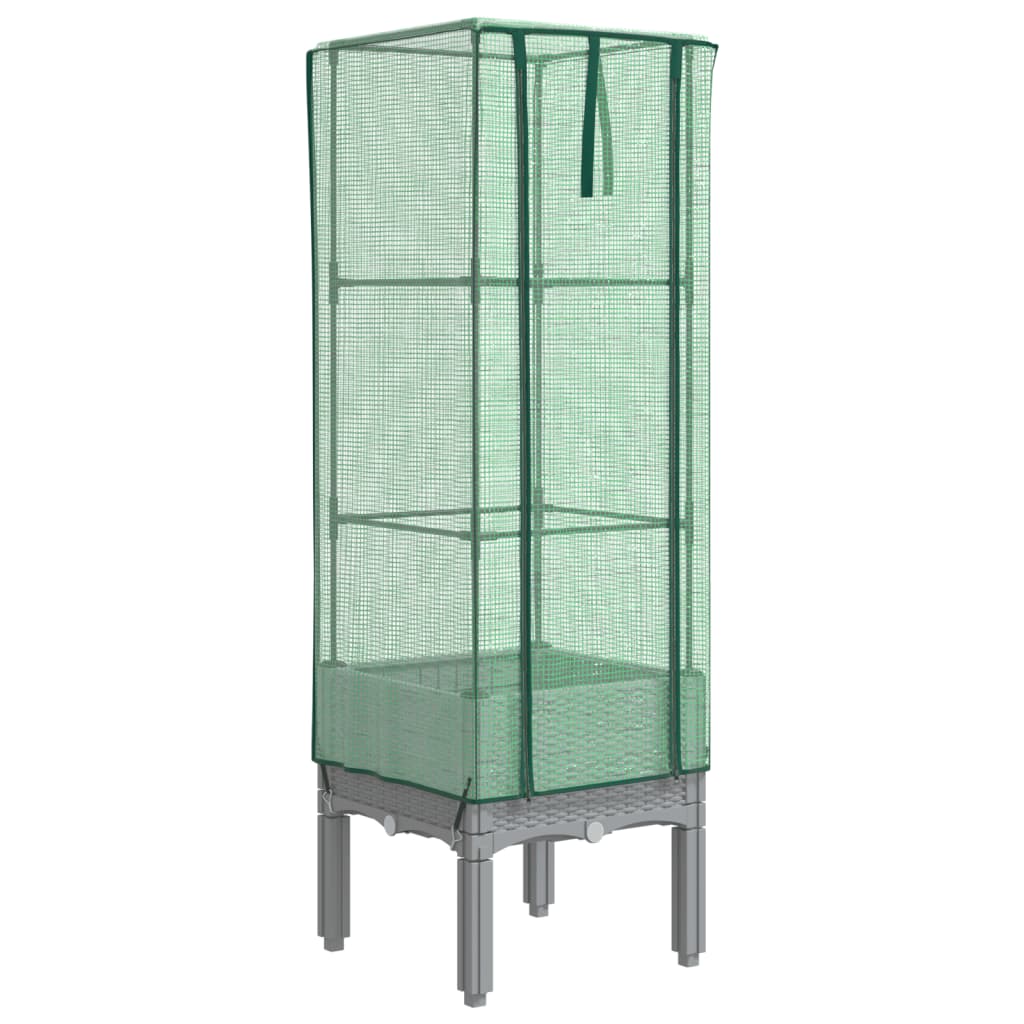 vidaXL Hochbeet mit Gewächshaus-Aufsatz Rattan-Optik 40x40x140 cm
