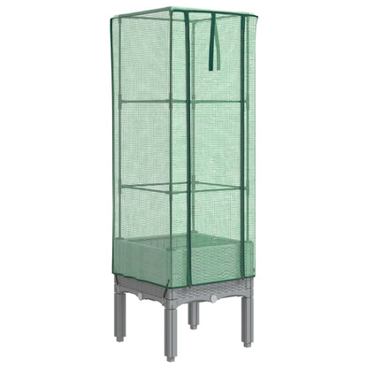 vidaXL Hochbeet mit Gewächshaus-Aufsatz Rattan-Optik 40x40x140 cm
