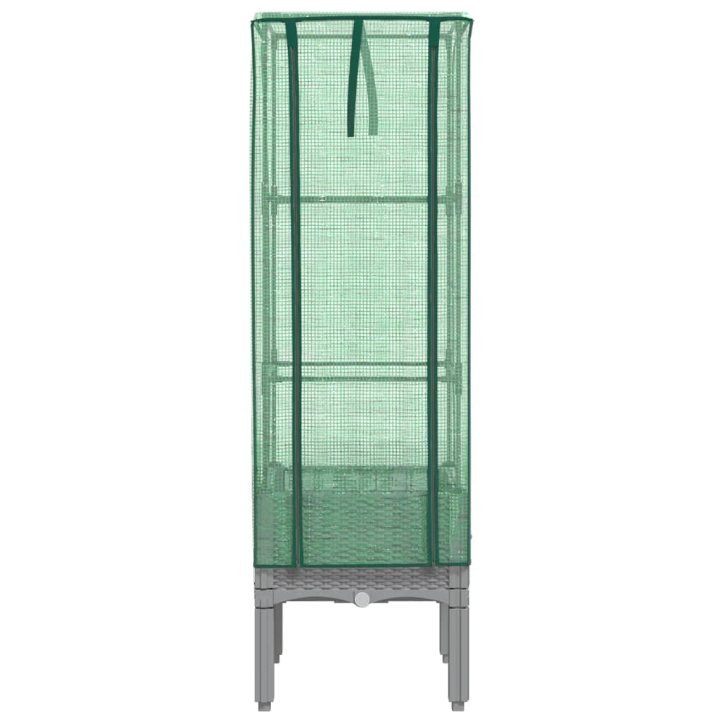 vidaXL Hochbeet mit Gewächshaus-Aufsatz Rattan-Optik 40x40x140 cm