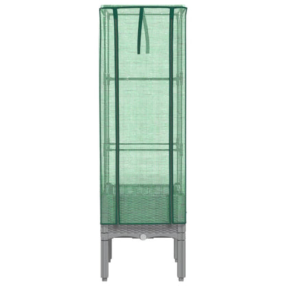 vidaXL Hochbeet mit Gewächshaus-Aufsatz Rattan-Optik 40x40x140 cm