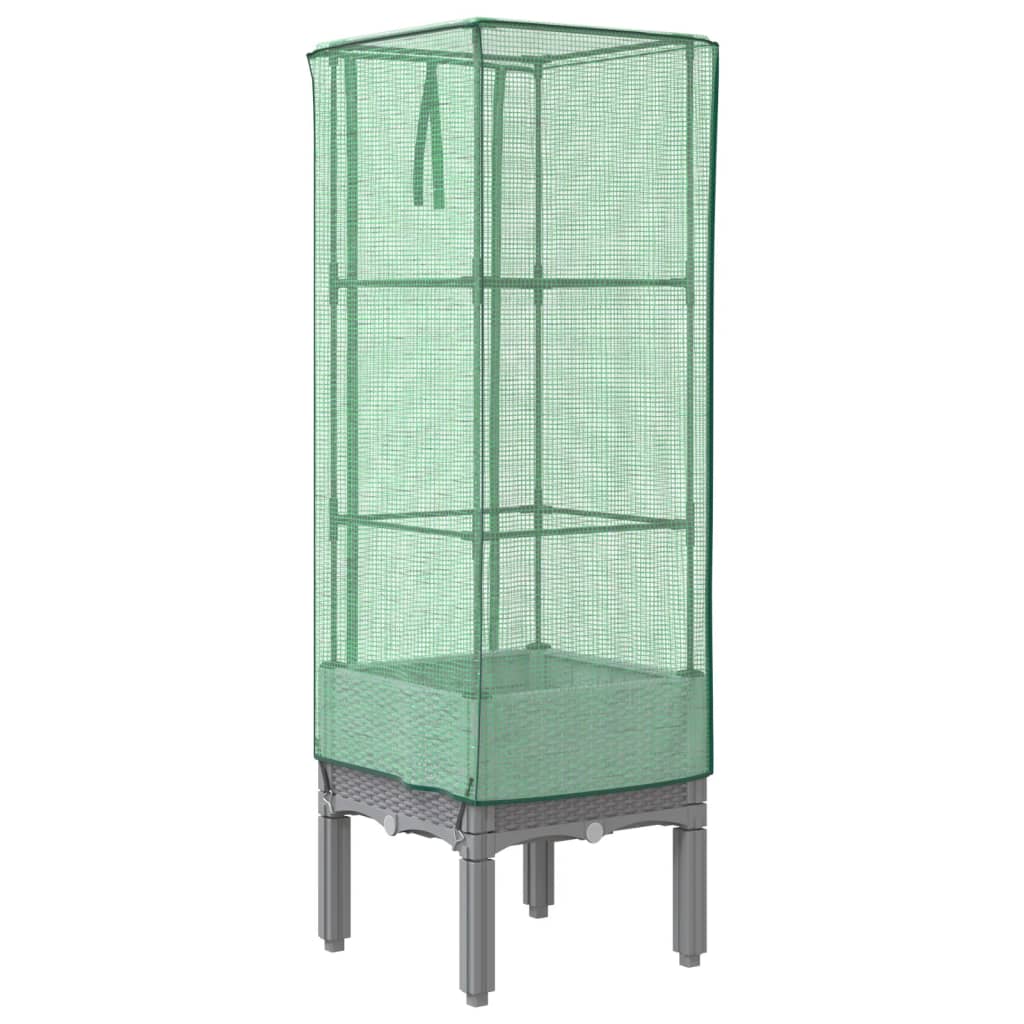 vidaXL Hochbeet mit Gewächshaus-Aufsatz Rattan-Optik 40x40x140 cm