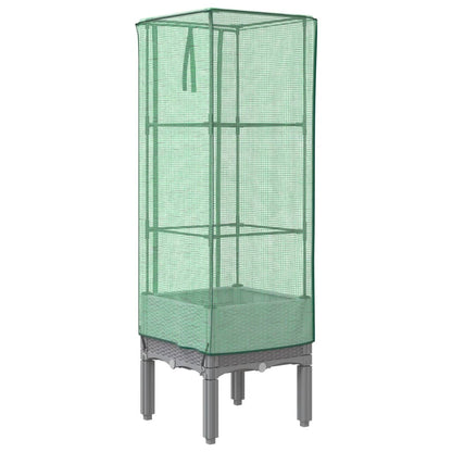 vidaXL Hochbeet mit Gewächshaus-Aufsatz Rattan-Optik 40x40x140 cm