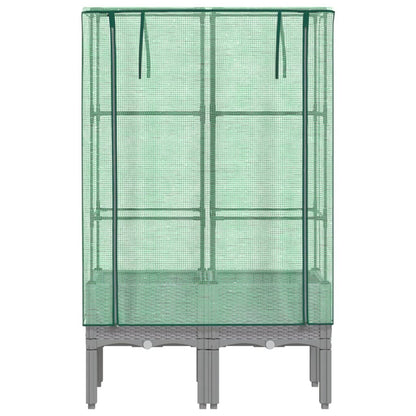 vidaXL Hochbeet mit Gewächshaus-Aufsatz Rattan-Optik 80x40x140 cm