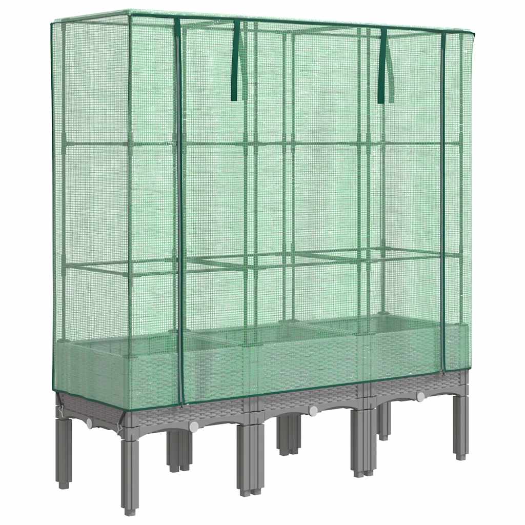vidaXL Hochbeet mit Gewächshaus-Aufsatz Rattan-Optik 120x40x140 cm