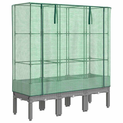 vidaXL Hochbeet mit Gewächshaus-Aufsatz Rattan-Optik 120x40x140 cm