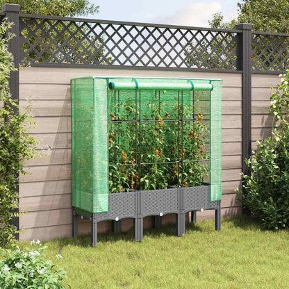 vidaXL Hochbeet mit Gewächshaus-Aufsatz Rattan-Optik 120x40x140 cm