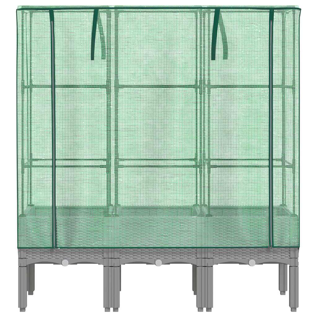 vidaXL Hochbeet mit Gewächshaus-Aufsatz Rattan-Optik 120x40x140 cm