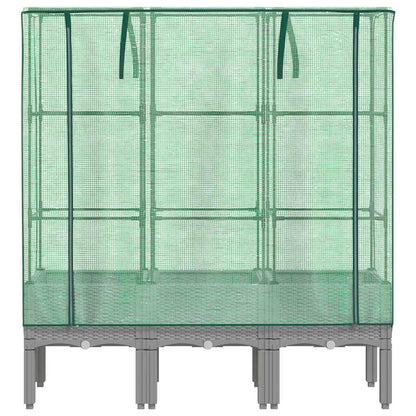 vidaXL Hochbeet mit Gewächshaus-Aufsatz Rattan-Optik 120x40x140 cm
