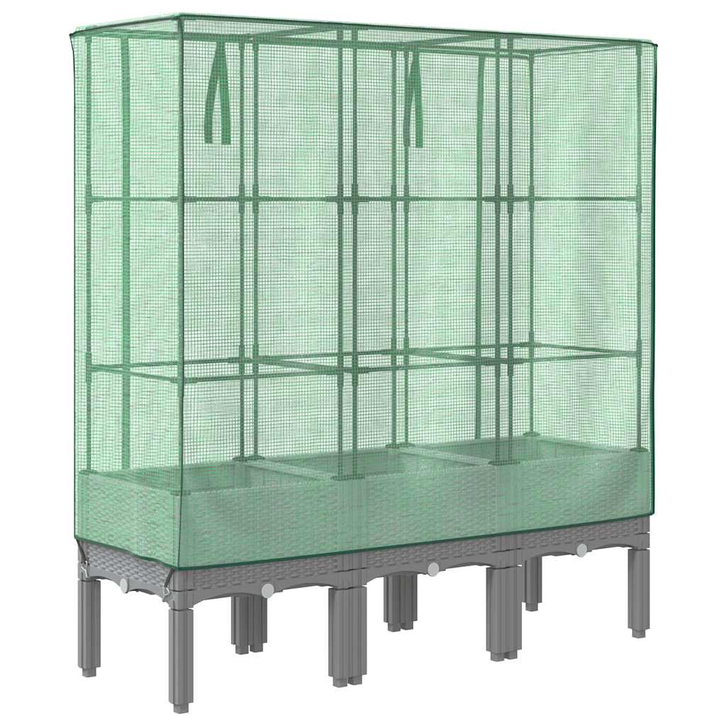 vidaXL Hochbeet mit Gewächshaus-Aufsatz Rattan-Optik 120x40x140 cm
