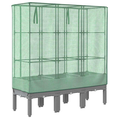 vidaXL Hochbeet mit Gewächshaus-Aufsatz Rattan-Optik 120x40x140 cm