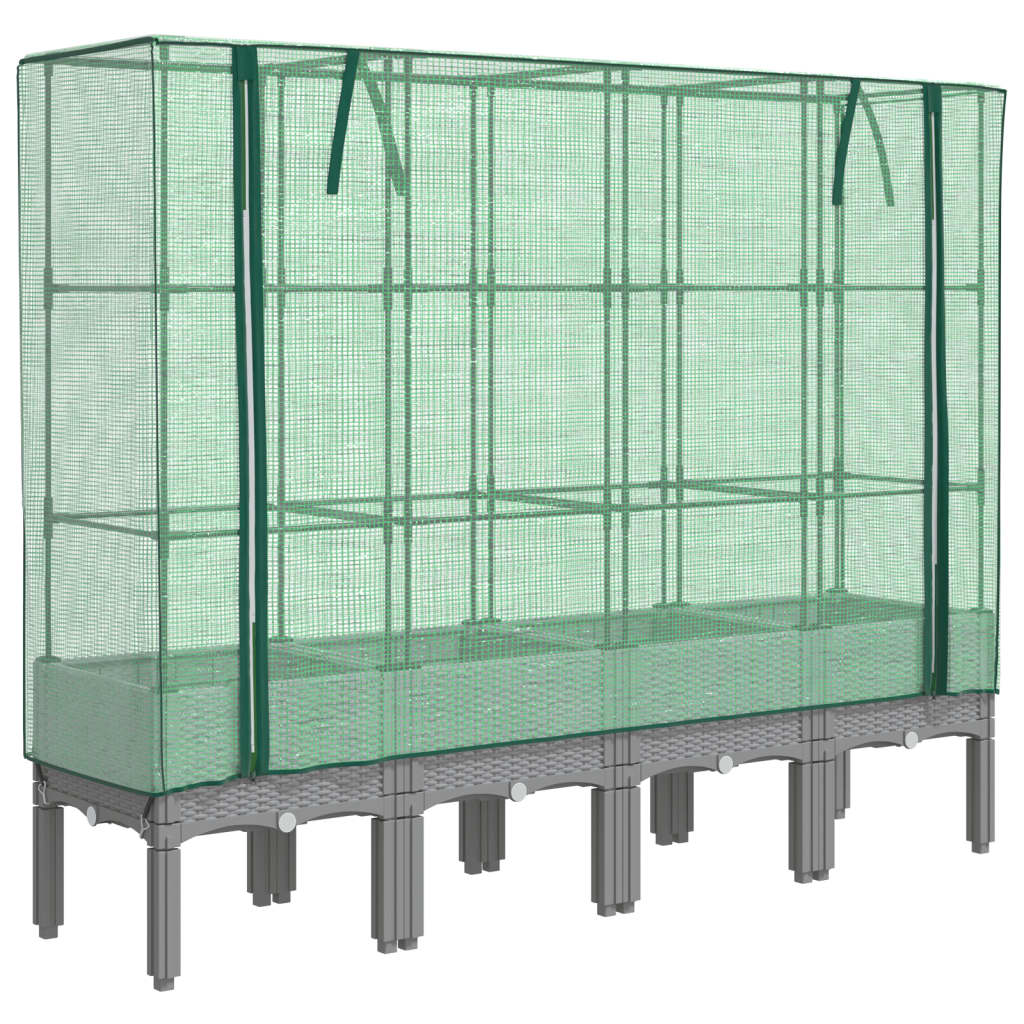 vidaXL Hochbeet mit Gewächshaus-Aufsatz Rattan-Optik 160x40x140 cm