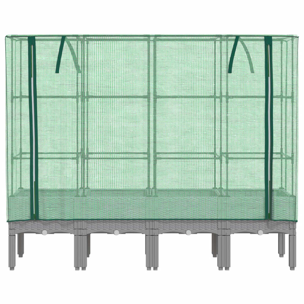 vidaXL Hochbeet mit Gewächshaus-Aufsatz Rattan-Optik 160x40x140 cm
