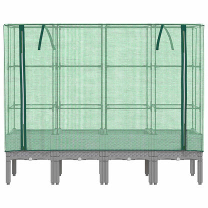 vidaXL Hochbeet mit Gewächshaus-Aufsatz Rattan-Optik 160x40x140 cm