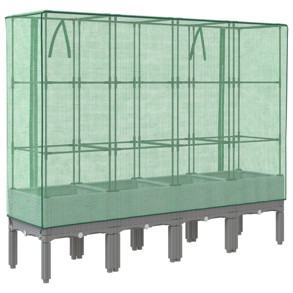 vidaXL Hochbeet mit Gewächshaus-Aufsatz Rattan-Optik 160x40x140 cm