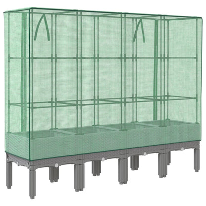 vidaXL Hochbeet mit Gewächshaus-Aufsatz Rattan-Optik 160x40x140 cm