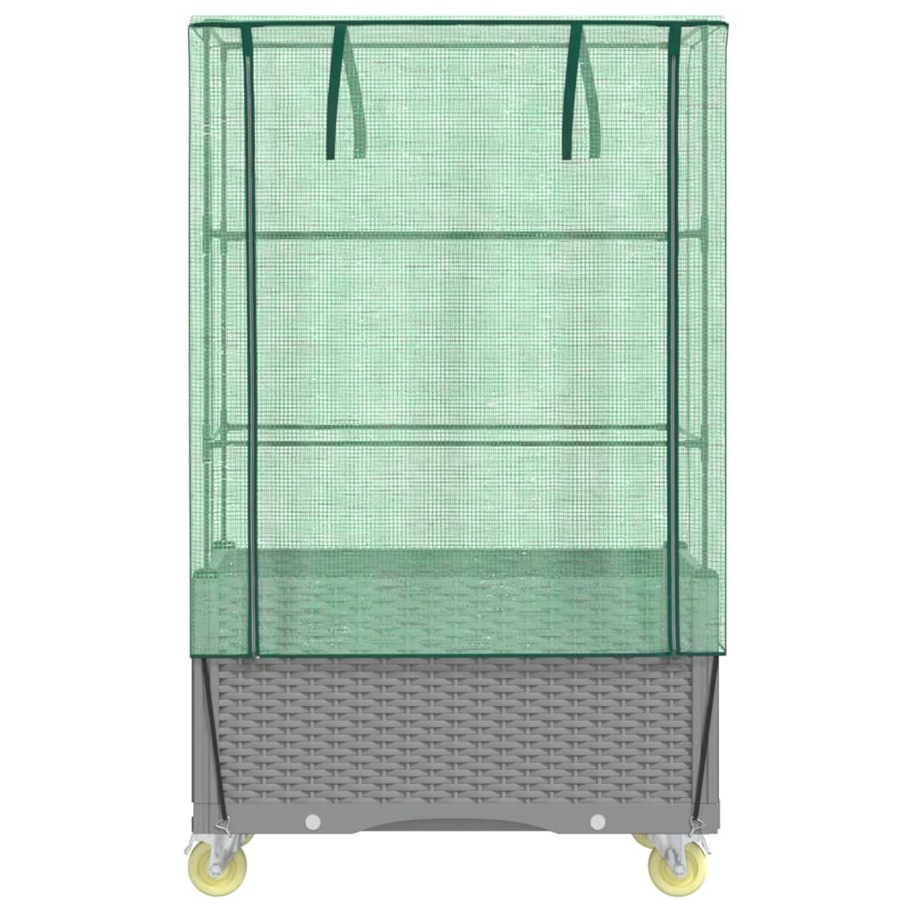 vidaXL Hochbeet mit Aufsatz und Rollen Rattan-Optik 80x50x182 cm