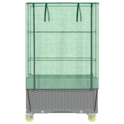 vidaXL Hochbeet mit Aufsatz und Rollen Rattan-Optik 80x50x182 cm