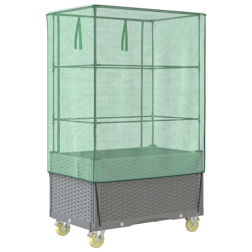 vidaXL Hochbeet mit Aufsatz und Rollen Rattan-Optik 80x50x182 cm