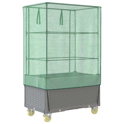 vidaXL Hochbeet mit Aufsatz und Rollen Rattan-Optik 80x50x182 cm