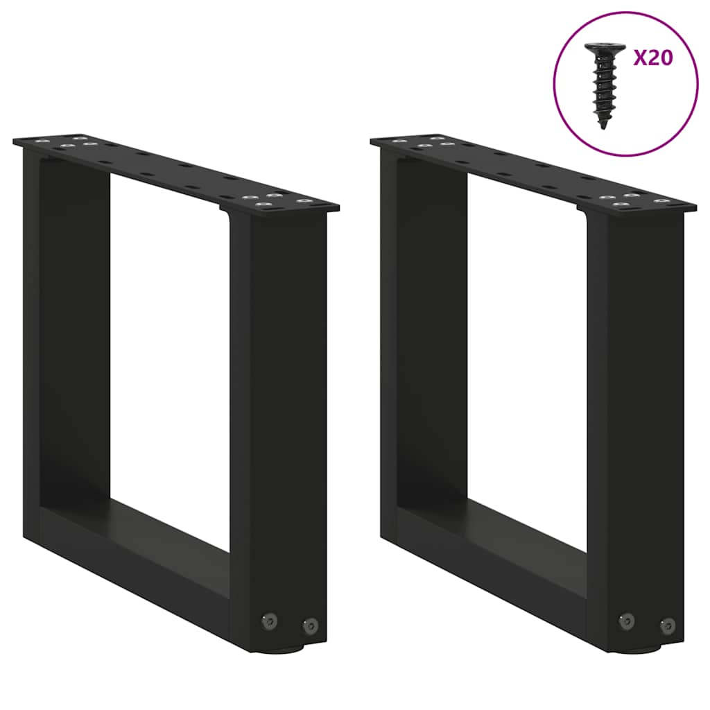 vidaXL Couchtischbeine U-Form 2 Stk. Schwarz 40x(30-31) cm Stahl