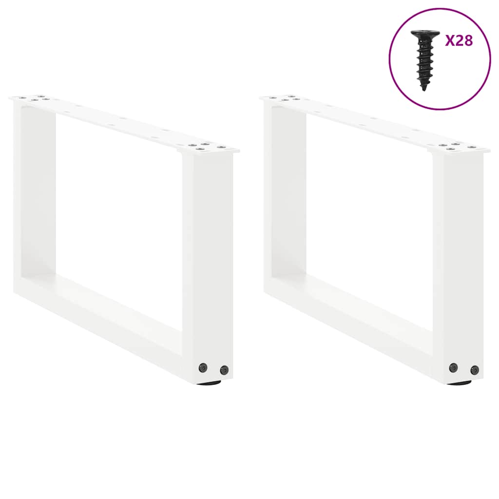 vidaXL Couchtischbeine U-Form 2 Stk. Weiß 70x(30-31) cm Stahl