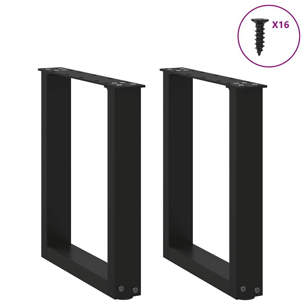 vidaXL Couchtischbeine U-Form 2 Stk. Schwarz 28x(42-43) cm Stahl
