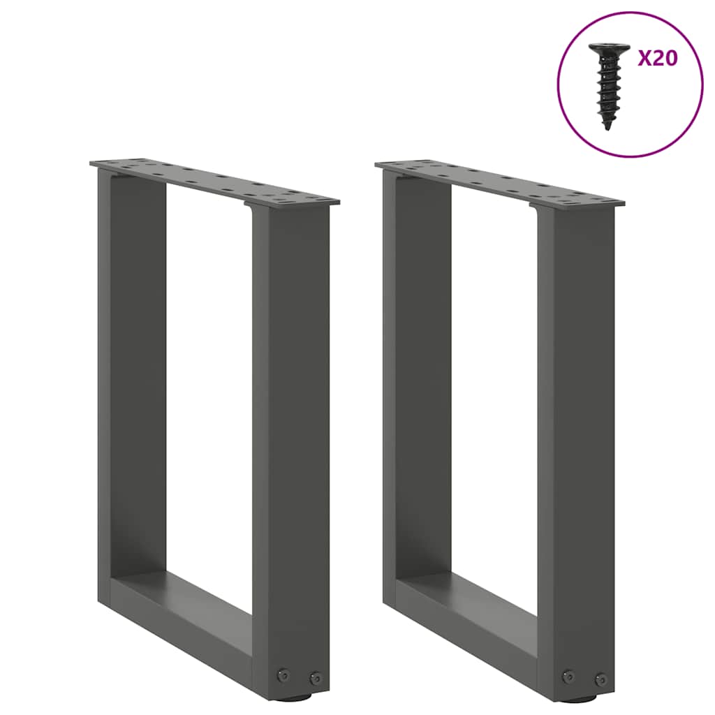 vidaXL Couchtischbeine U-Form 2 Stk. Anthrazit 38x(42-43) cm Stahl