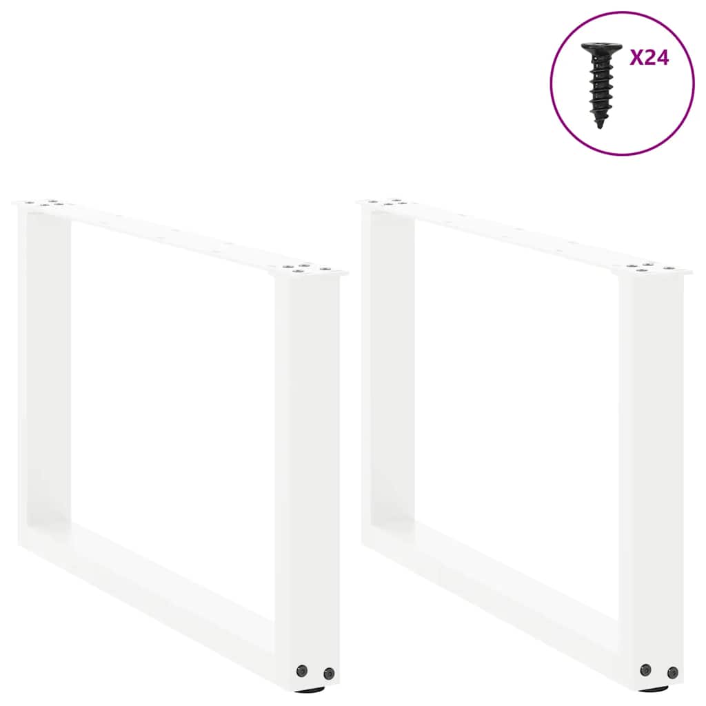 vidaXL Couchtischbeine U-Form 2 Stk. Weiß 60x(42-43) cm Stahl