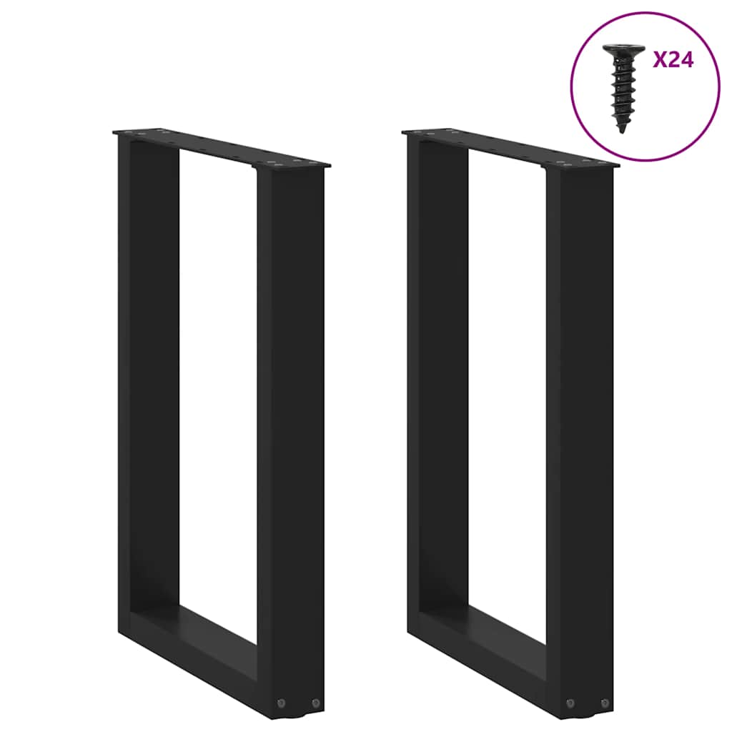 vidaXL Esstischbeine U-Form 2 Stk. Schwarz 50x(72-73) cm Stahl